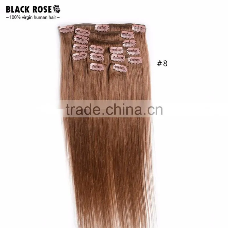 8A Wet and Wavy Virign Brazilian Hair African American Clip in Human Hair Extension