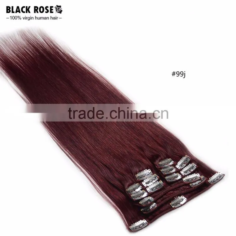 8A Wet and Wavy Virign Brazilian Hair African American Clip in Human Hair Extension