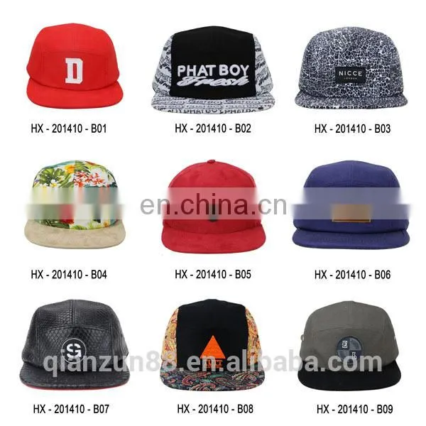 Custom Leather Patch Label 5 Panel/ 5-panel Camper Hat