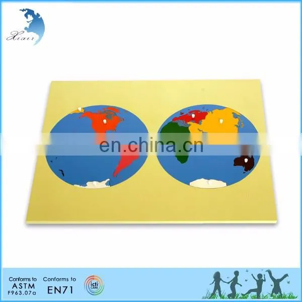 wholesale montessori wooden world map baby toys educational