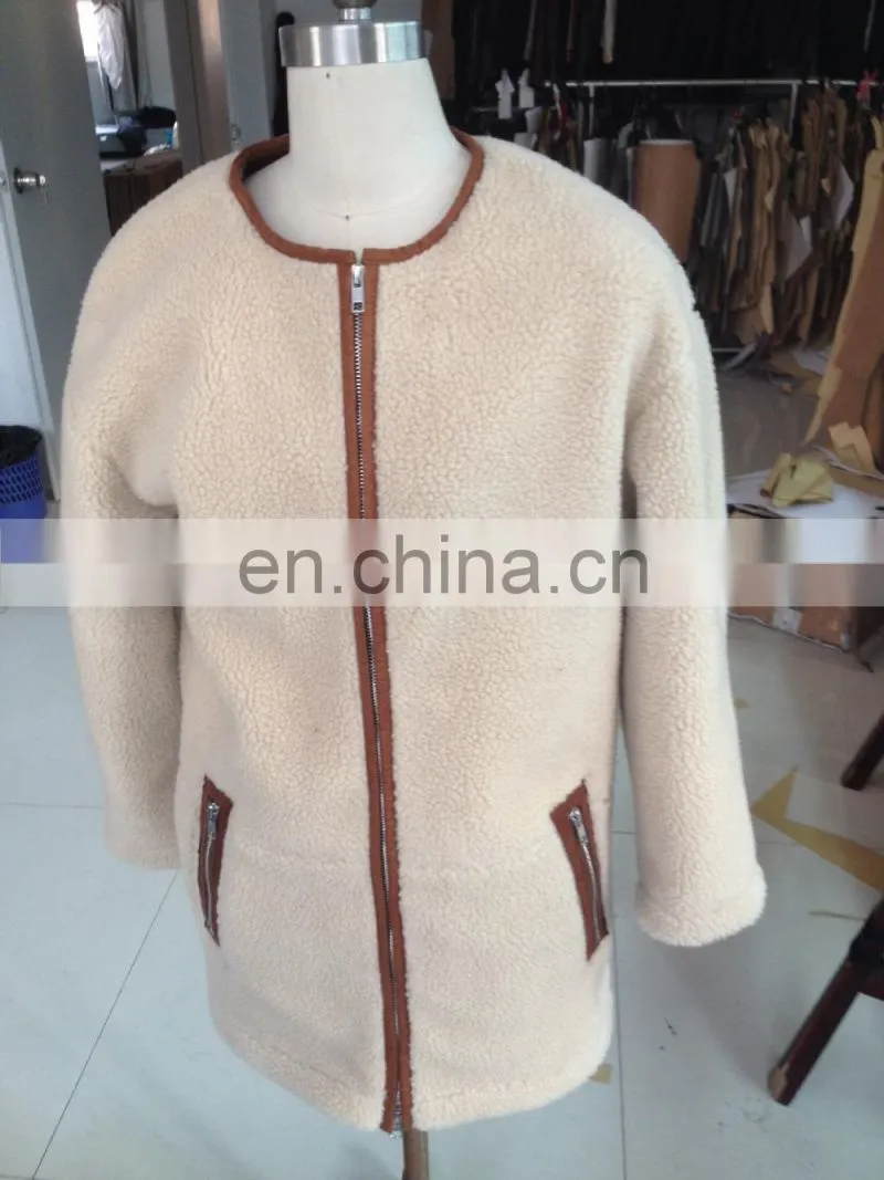2015 ladies fake fur and fake suede bonding jacket