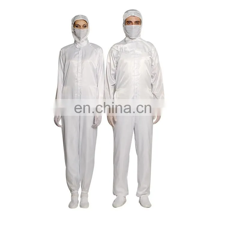 White Unisex ESD Cleanroom Coveralls