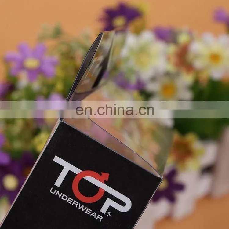 Direct factory manufacture customized cuting folding clear PVC/PET plastic box with handle hole for underwear clothes