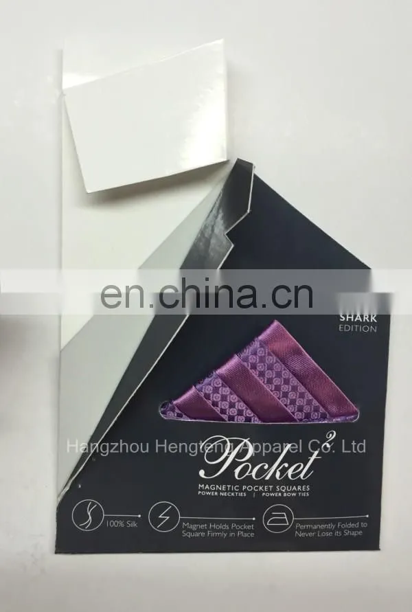 2016 New Launch 100% Silk Pocket Square Custom Design in Gift Box