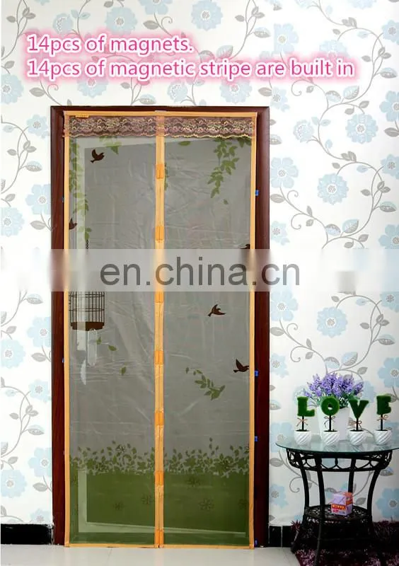 OEM&ODM Printing Magnetic screen door with top lace