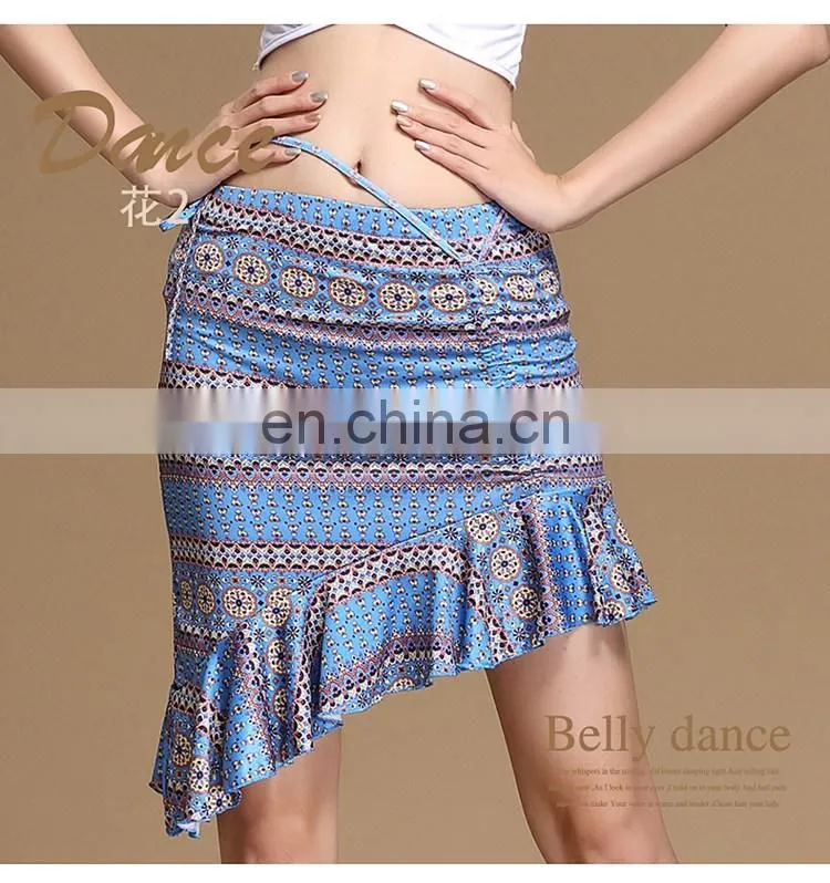 Q-6061 Egyptian Milk silk flower printing short belly dance skirt