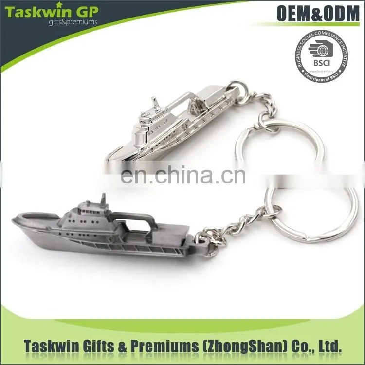 Cheap lovely design 3D ship shape metal keychain for souvenir