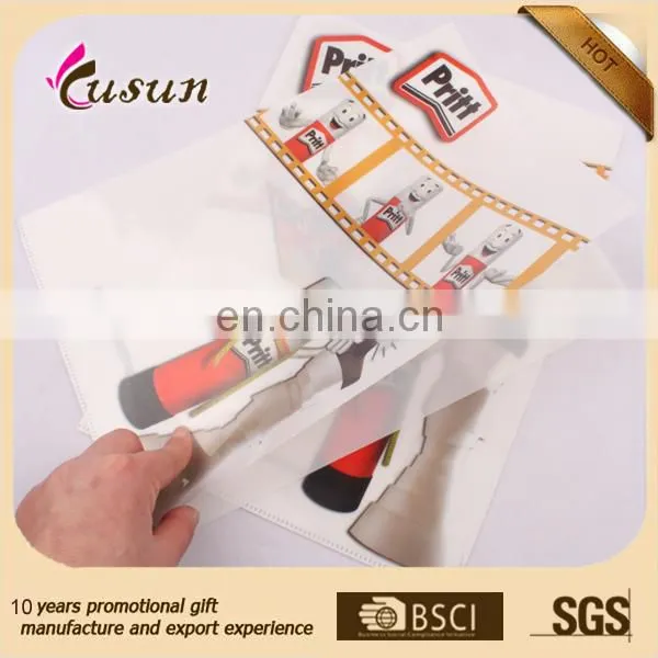 Lovely cartoon character design full color UV printing L clip plastic clear file folder PP