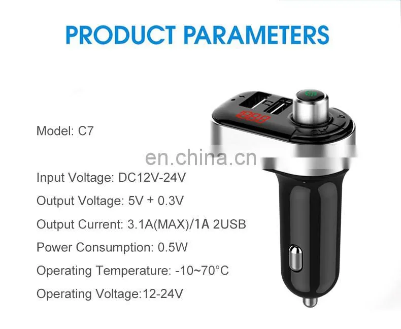 Feixin 2021 New Product Car Charge Cigarette Lighter C7 Wireless Charging 15W Can Charge Through The Phone Case Drop Shipping