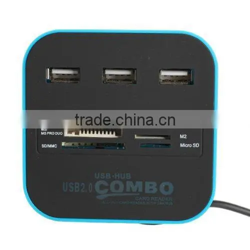3 port usb hub and card reader combo for computer promotion gift