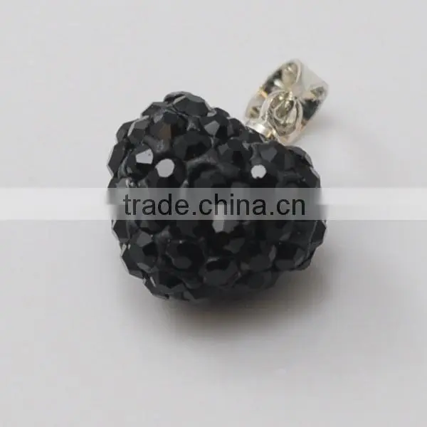 fashion jewelry gift Shamballa Pendant Wholesale Heart Shape New Arrival 15MM Pink Crystal Clay Pendant For DIY Jewelry