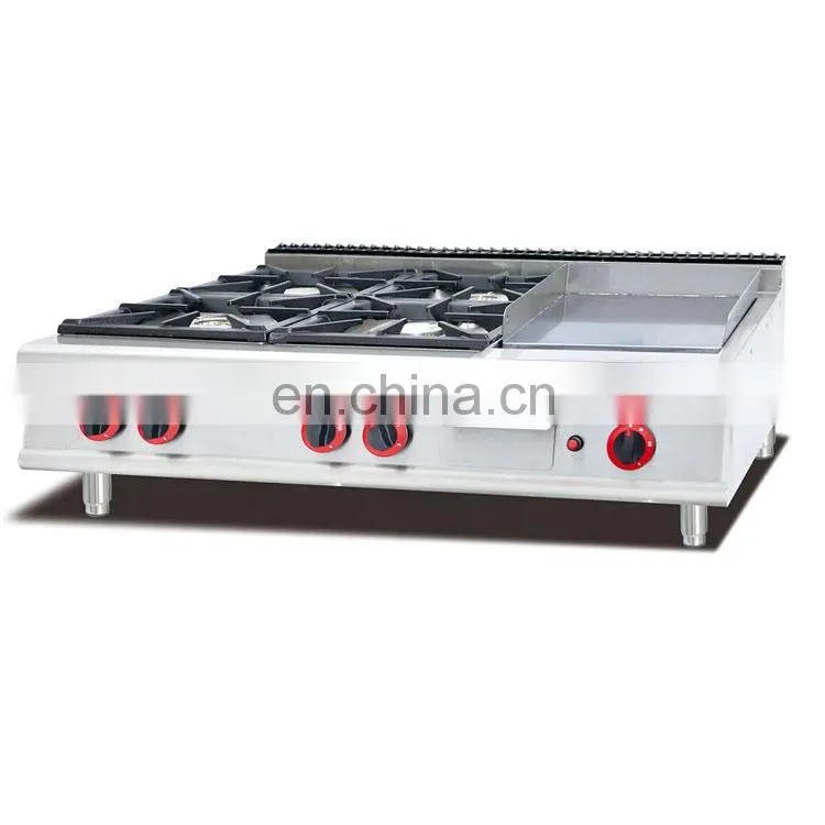 High quality Industrial gas cooking range with 4-burner &oven and griddle for hotel