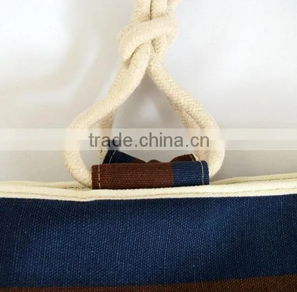 2015 New Arrival Big Capacity Women Lady Female Canvas Stripe Printed Tote Bag
