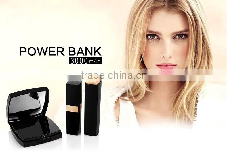 2016 fashion 3000mah Channel power bank mirror travel charger