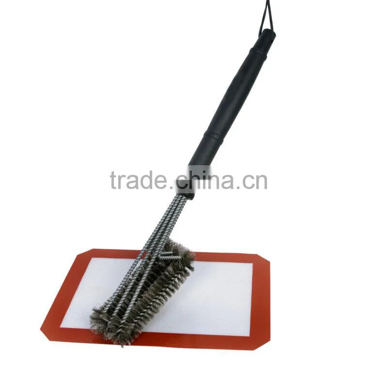 Amazon Top rank 18 Inch 3 Sided BBQ Grill Brush stainless steel grill brush 18" grill brush bbq cleaning brush for sale