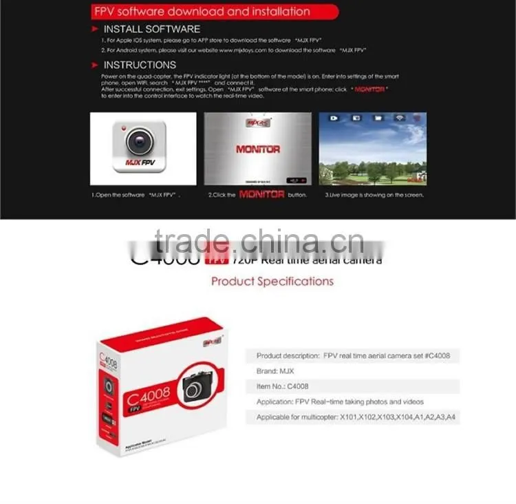 drone manufacturer MJX X101 wifi camera C4008 drone parts