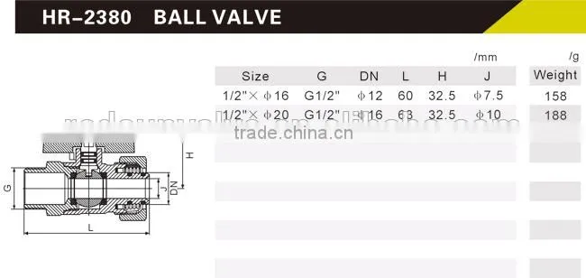 HR2380 butterfly handle brass ball valve