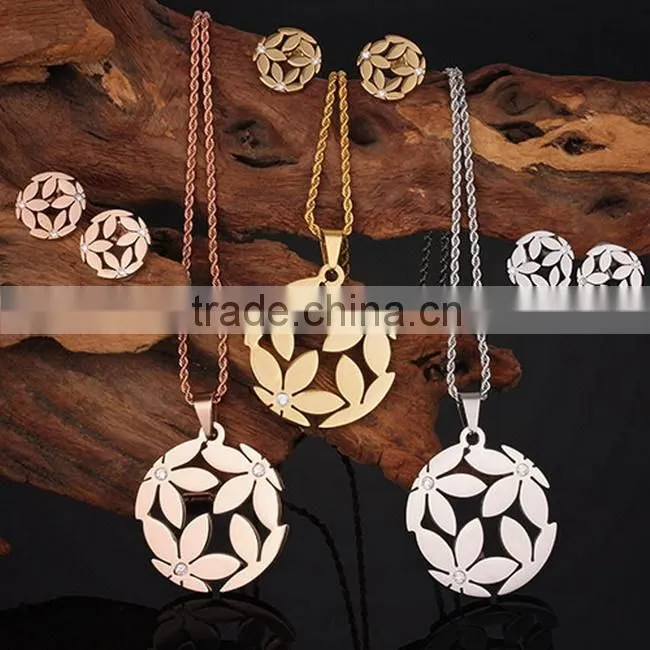 Stainless steel hawaiian flower costume jewelry set