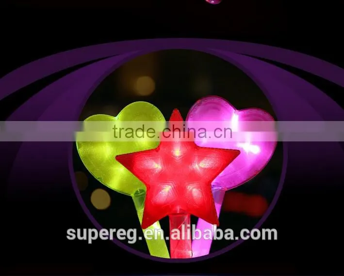 Color Star/Heart LED Light Stick Shiny Cheering Glow Flash Light Stick Christmas Gift Party