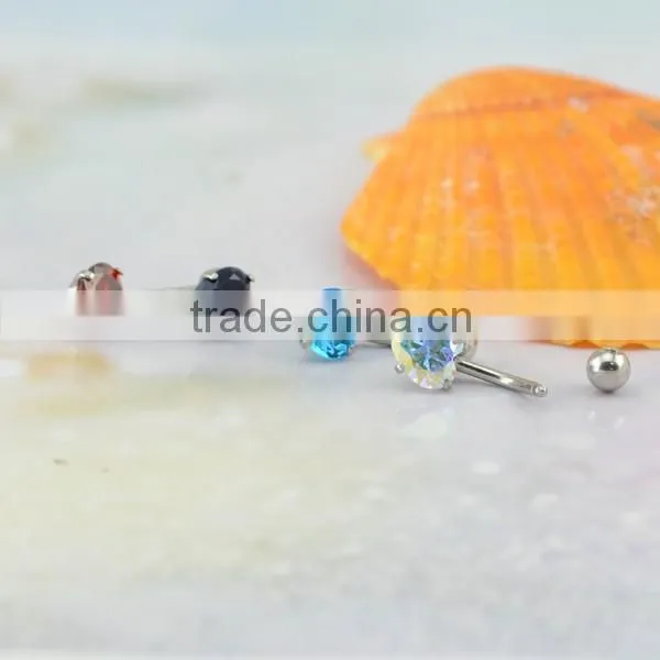 2016 new arrival surgical steel heart zircon hypoallergenic clip on belly button rings