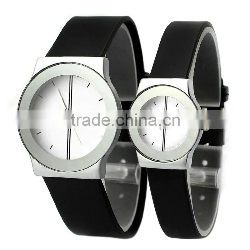 Stainless steel water resistant leather band couple factory watch