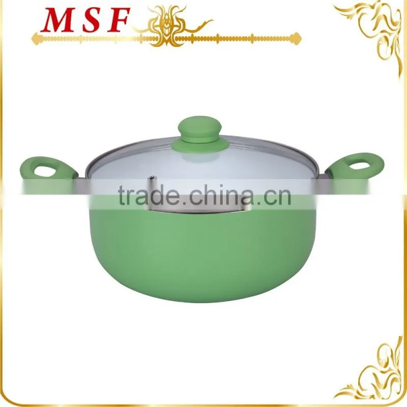 MSF-6266-casserole Professional aluminum cookware pressing aluminum casserole hot pot heat resistant silicon handles