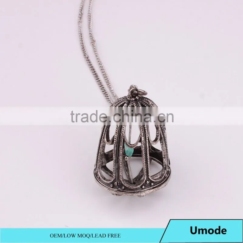 3D Birdcage Necklace Vintage Flying Bird Necklace Locket Indian Jewelry