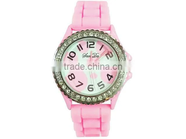 Silicone band with diamond watch for ladies