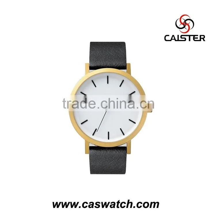 Hot fashion Minimalist stainless steel men's watch, luxury high quality leather watch, Japan movement water resistant watch