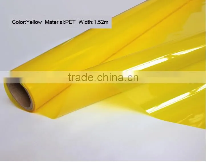Colorful Transparent PET Film for window and home decoration,yellow decorative vinyl window glass static film