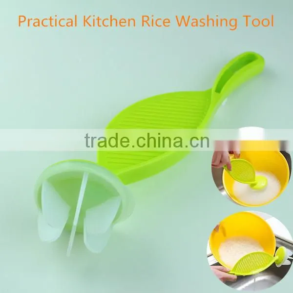 Practical Green Color Plastic Kitchen Rice Washing Tool