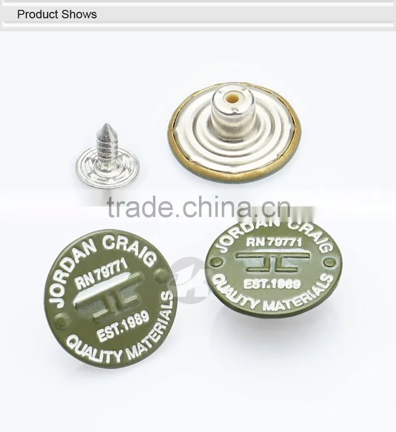 Colorful Custom Brass Shank Jeans Button