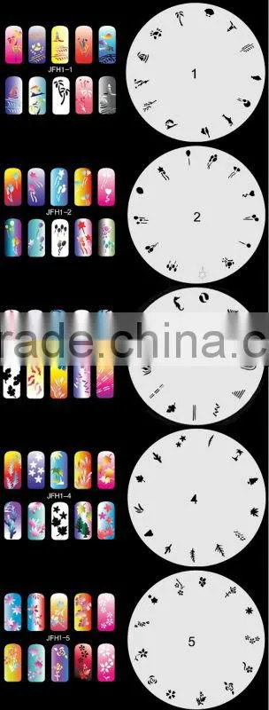 20 Sheets/Lot 260 Airbrush Nail Art Designs STENCIL Template Set No.1 Flowers, Plants, Leaves Trees, Animals