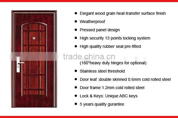 SC-S058 China's Best Quality Burglar Proof Steel Door Chinese Security Doors