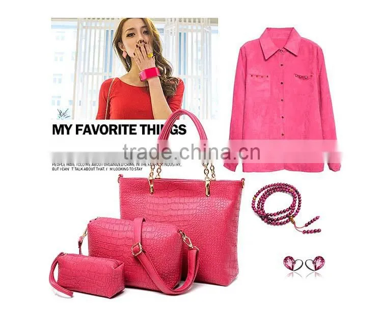 Wholesale Professional Croco PU lady handbag / woman handbag for office and shopping