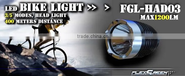 rechargeable 18650 hard anodation Creexml T6 LED bike flashlight