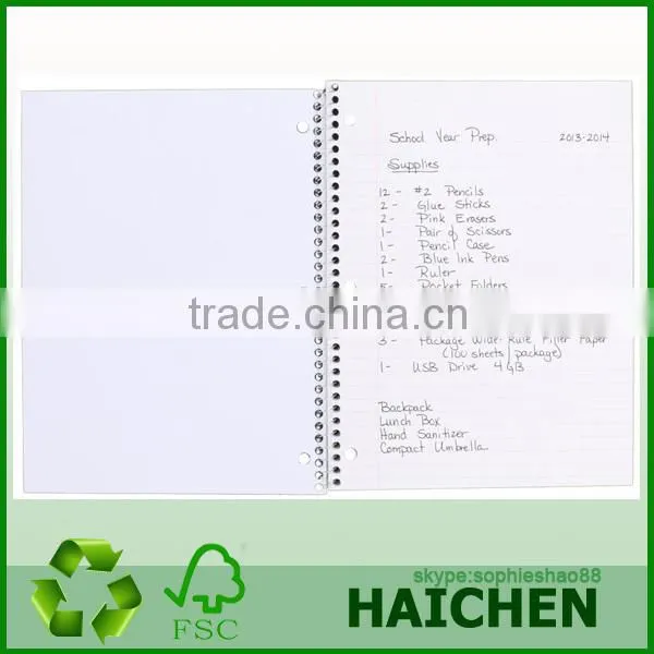 paper board printing cover spiral notebook
