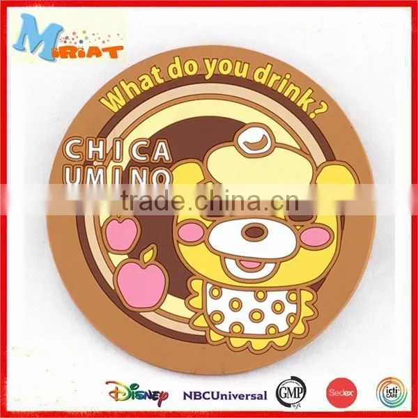 Home decro eco-friendly cutomized soft pvc rubber coaster for cup