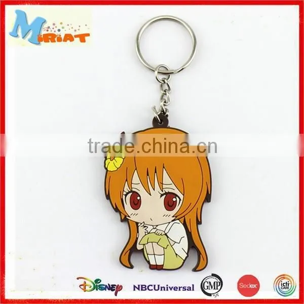 high quality amine girl figurine 3d rubber keychain