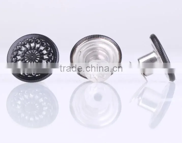 metal zinc alloy jeans button antique silver plated