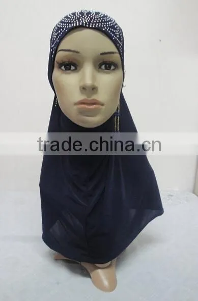 H284 new style one piece hijab with handmade chains and beadings