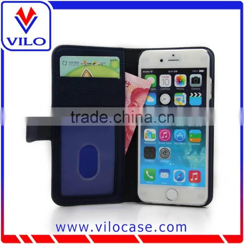 Flip leather phone case with magnetic fastener for iphone 6