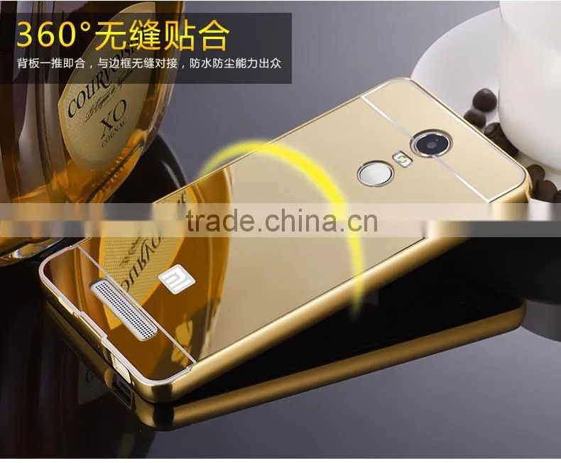 Luxury Mirror Cover Metal Aluminum Bumper Phone Case For Xiaomi For Redmi Note 3