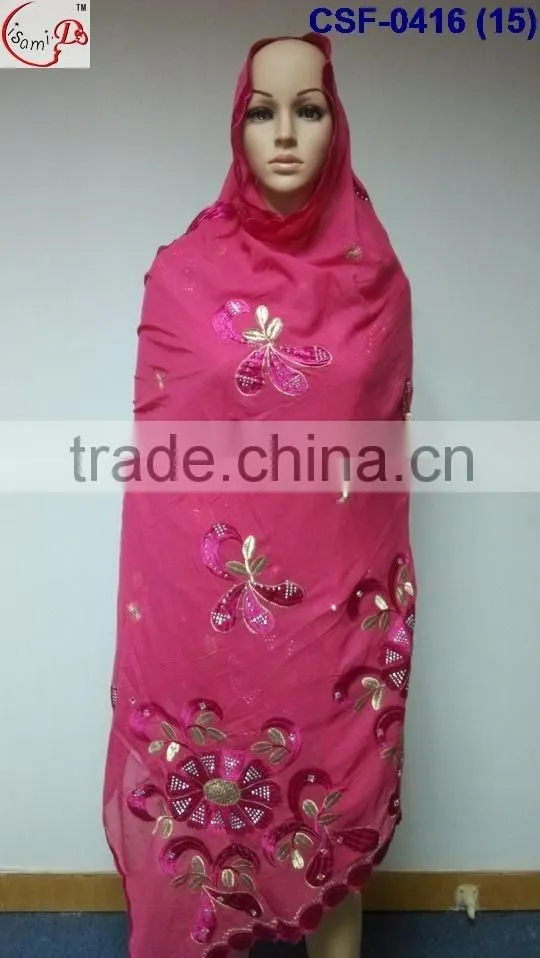 SCF-0416 High popular hot fashion ladies scarf with fancy design good quality for African women wedding party decoration