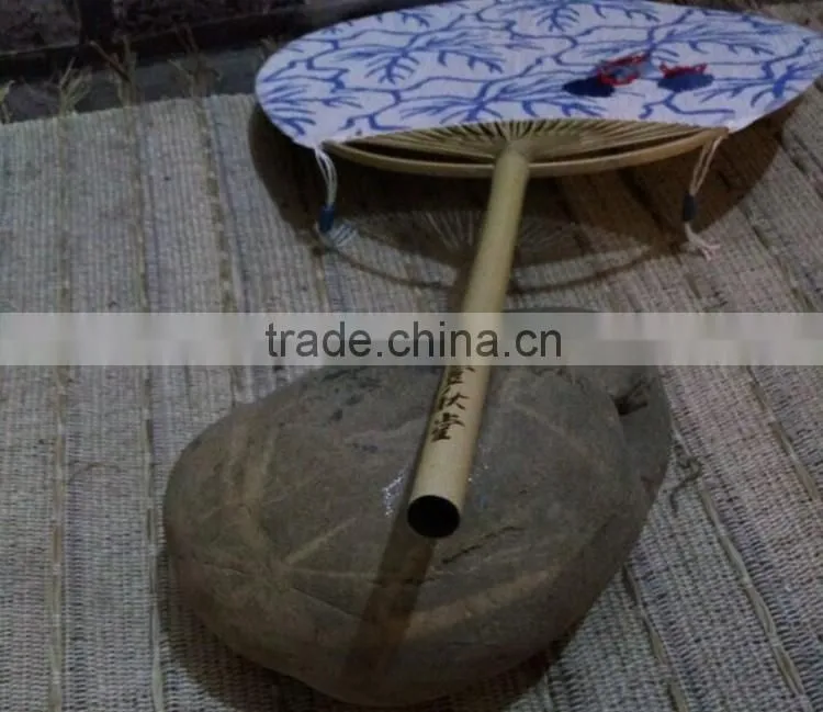 Ramie& Bamboo Round Hand Fan With Calabash Pattern