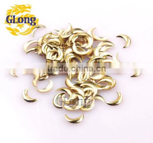 3*10mm Hot Fix Iron-on Nailhead Crescent Shape Aluminum DIY Accessories For Bag Shoe Phone Case Garment #GT097-10P(Mix-s)