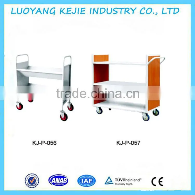 School Library Steel Rolling Book Cart Book Truck