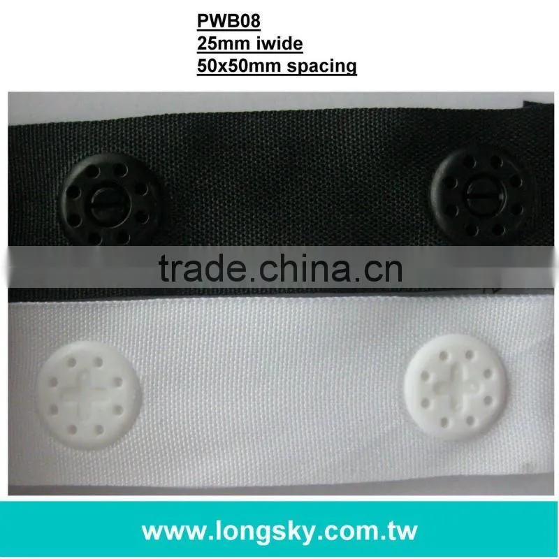 (#PWB01) Taiwan high class plastic polyester snappy button tape for clothing