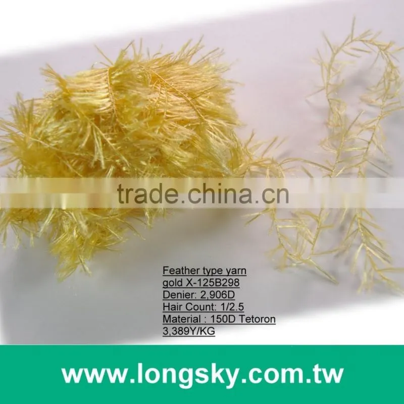 (X-125) gold color long horse hair feathers knitting yarn for mitten