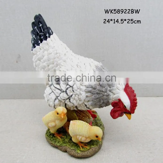 Hot selling polyresin garden decorative hens